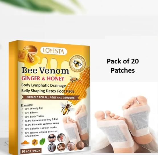 Bee Venom foot patch, Beneficial  in Body Detox, Weight loss, Pain Relief, Cleansing Toxins, Stress Relief, Promote Sleep & Detoxification For Men And Women(Pack of 10 x 2) Buy 1 Get 1 Free