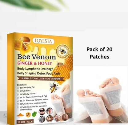 Bee Venom foot patch, Beneficial  in Body Detox, Weight loss, Pain Relief, Cleansing Toxins, Stress Relief, Promote Sleep & Detoxification For Men And Women(Pack of 10 x 2) Buy 1 Get 1 Free