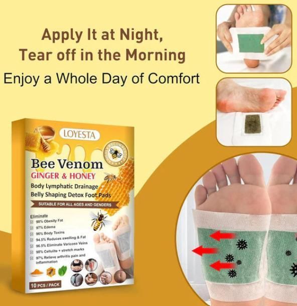 Bee Venom foot patch, Beneficial  in Body Detox, Weight loss, Pain Relief, Cleansing Toxins, Stress Relief, Promote Sleep & Detoxification For Men And Women(Pack of 10 x 2) Buy 1 Get 1 Free