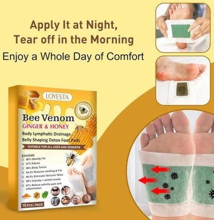Bee Venom foot patch, Beneficial  in Body Detox, Weight loss, Pain Relief, Cleansing Toxins, Stress Relief, Promote Sleep & Detoxification For Men And Women(Pack of 10 x 2) Buy 1 Get 1 Free