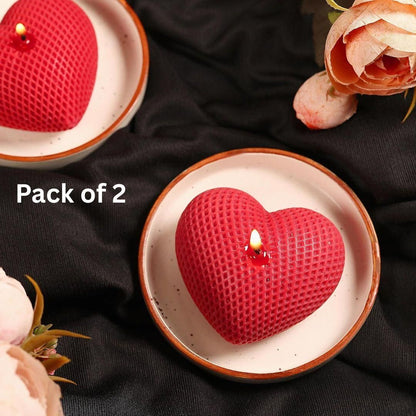 3D Heart-shaped Scented Candle  (Pack of 2)