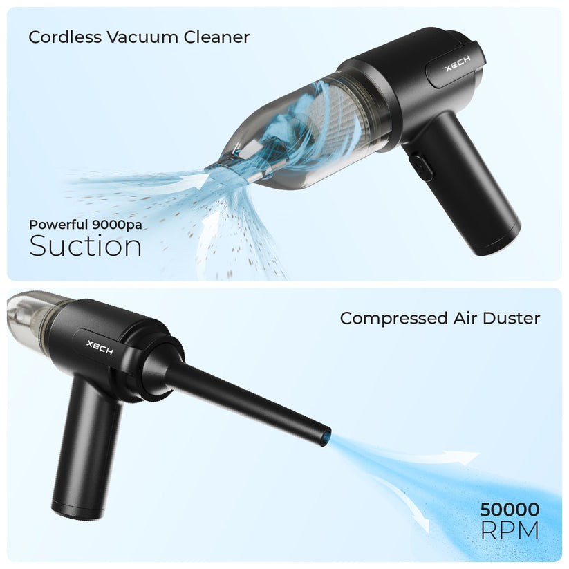 9000Pa Turbo Suction Cleaner | Cordless & Compact Design | Dual Function for Car, Home, office  & More
